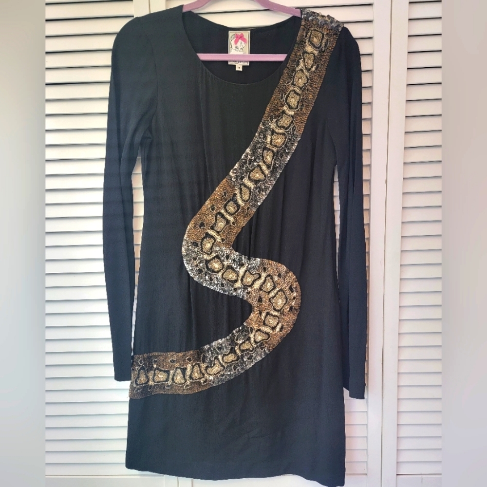 Yoana Baraschi Python Embellished Long Sleeved Bl… - image 1